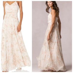 Jenny Yoo Pink Watercolor Maxi Dress